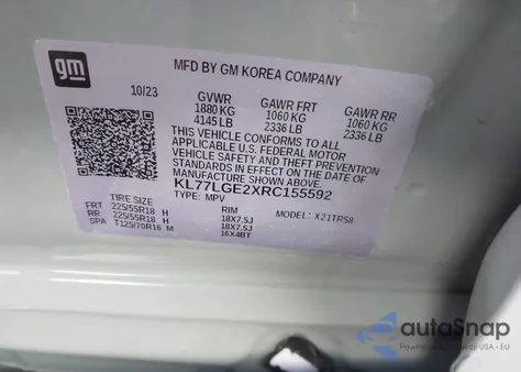 2024 Chevrolet Trax Fwd 1Rs z USA, uszkodzony, nr VIN KL77LGE2XRC155592